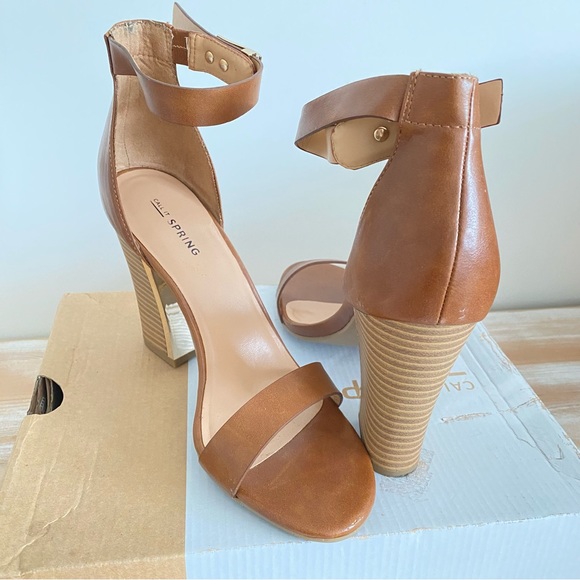 Call It Spring Chunky Heeled Ankle Strap Women’s Sandals - Tan / Brown - Picture 9 of 15